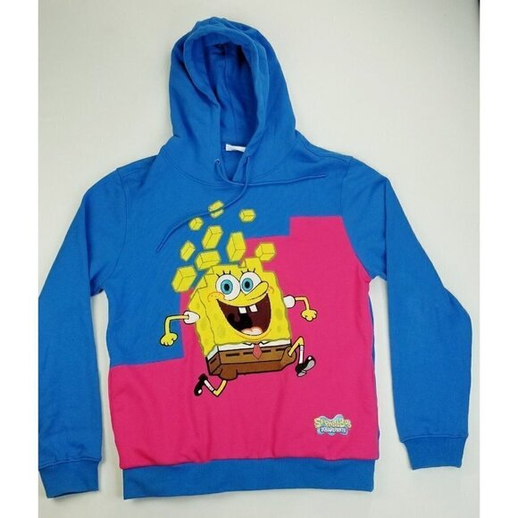 Nickelodeon Size XL Spongebob Squarepants Men's Blue Long Sleeve Pocket Hoodie - Picture 1 of 10